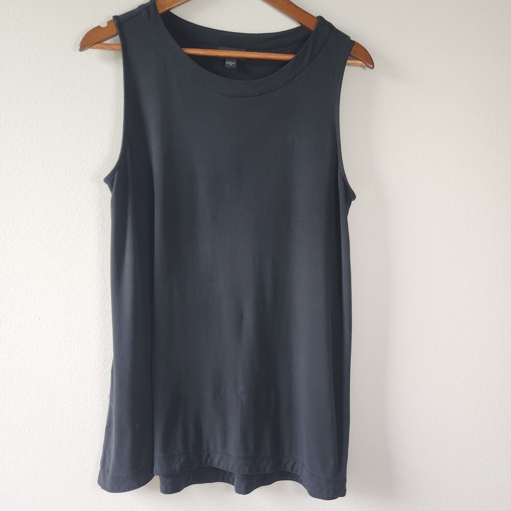 J Jill Black Wearever Collection Long Black Tank Tunic Sleeveless Minimalist Med